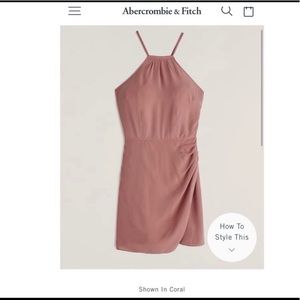 Abercrombie and Fitch Halter coral pink wrap mini dress size small.